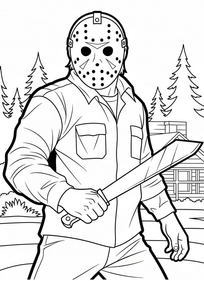 Coloriage Jason Voorhees Effrayant