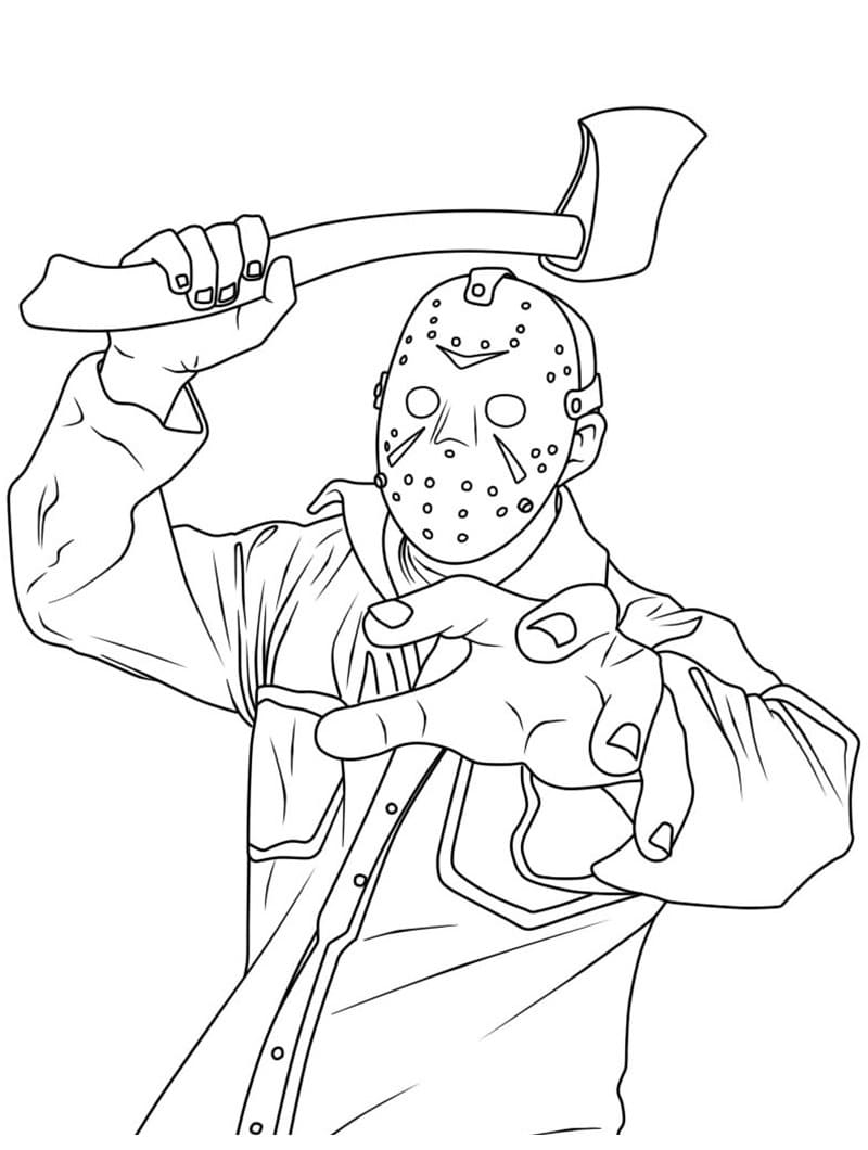 Coloriage Jason Voorhees et Hache