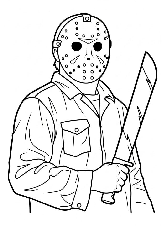Coloriage Jason Voorhees et Machette