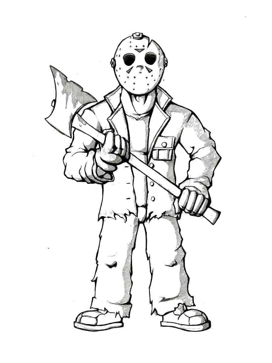 Coloriage Jason Voorhees et une Hache