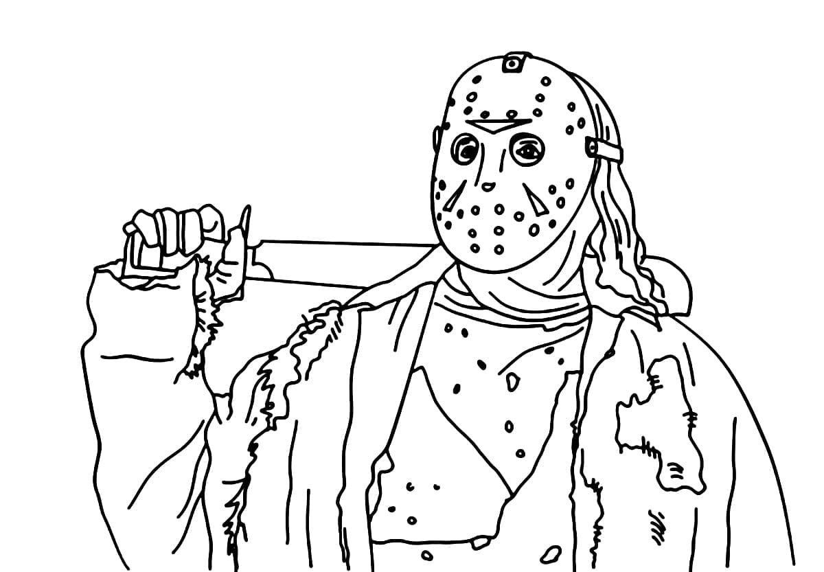 Coloriage Le méchant Jason Voorhees