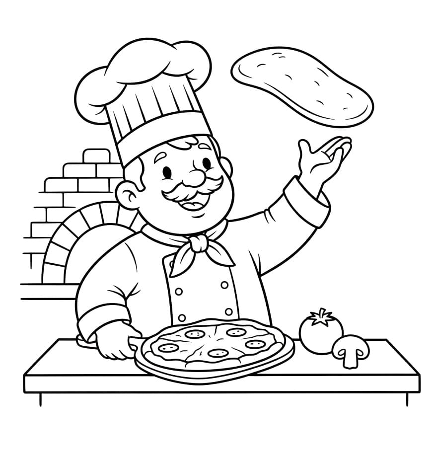 Le pizzaïolo Coloriage Le pizzaïolo