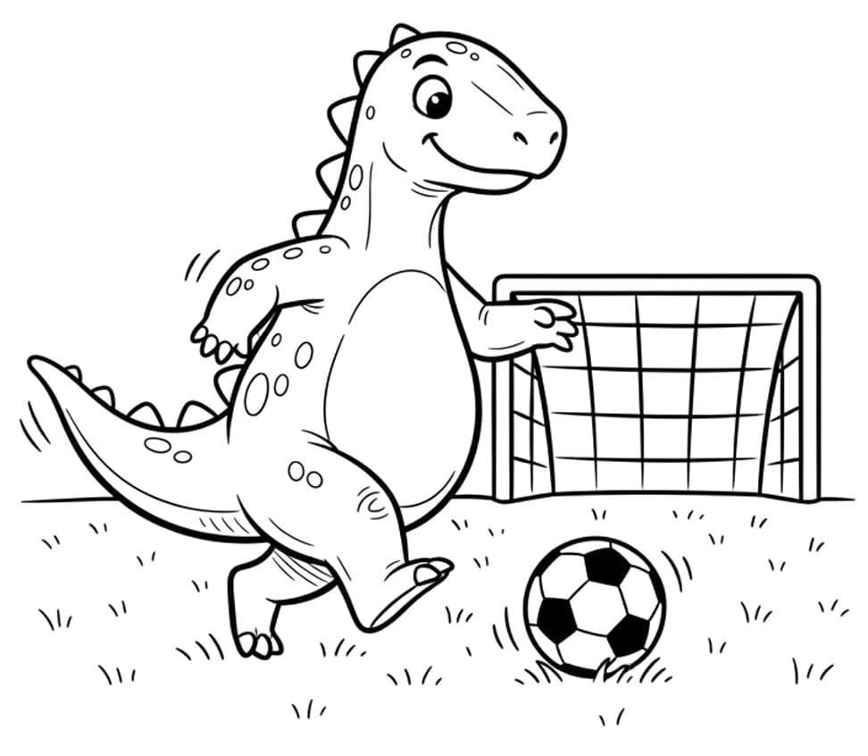 Le stégosaure joue au football Coloriage Le stégosaure joue au football