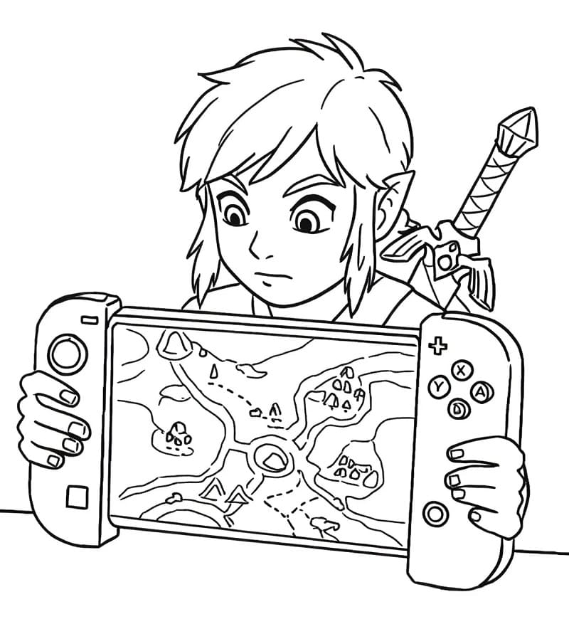 Coloriage Link et Nintendo Switch