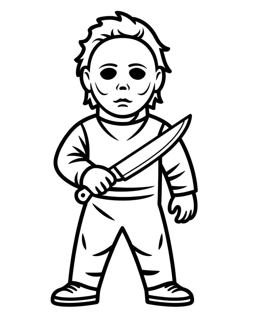 Coloriage Michael Myers avec couteau