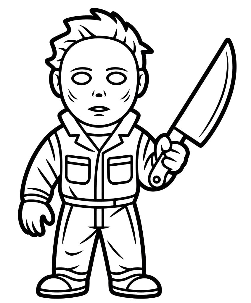 Coloriage Michael Myers avec un couteau