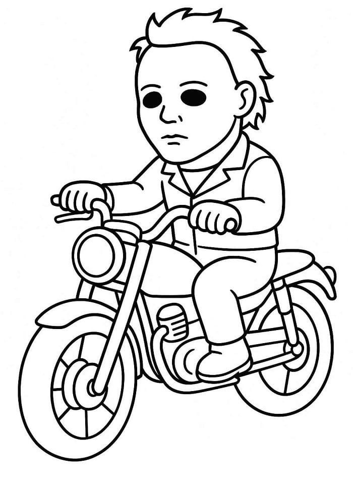 Coloriage Michael Myers en Moto