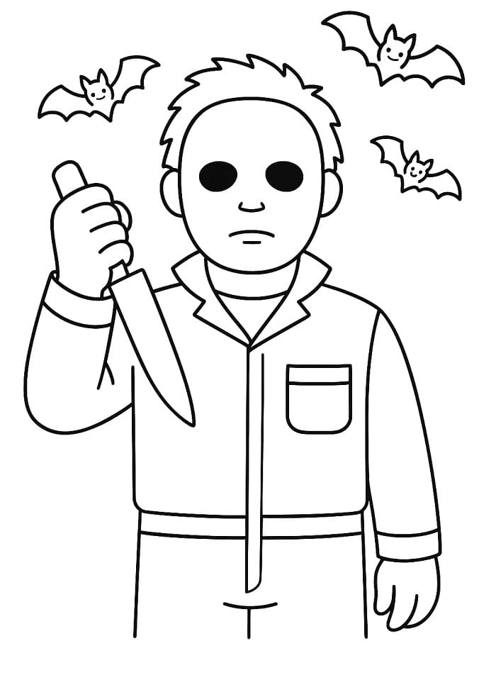 Coloriage Michael Myers et un couteau