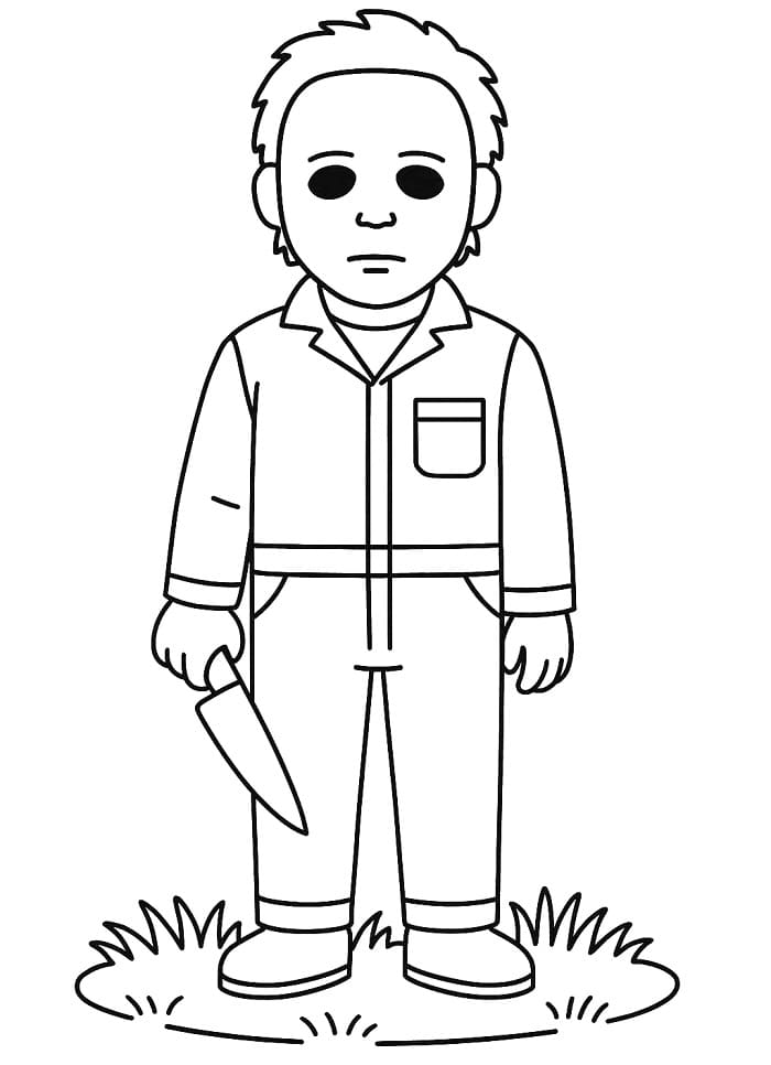 Coloriage Michael Myers tenant un couteau