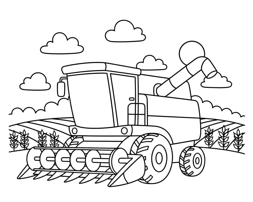 Coloriage Moissonneuse-batteuse agricole