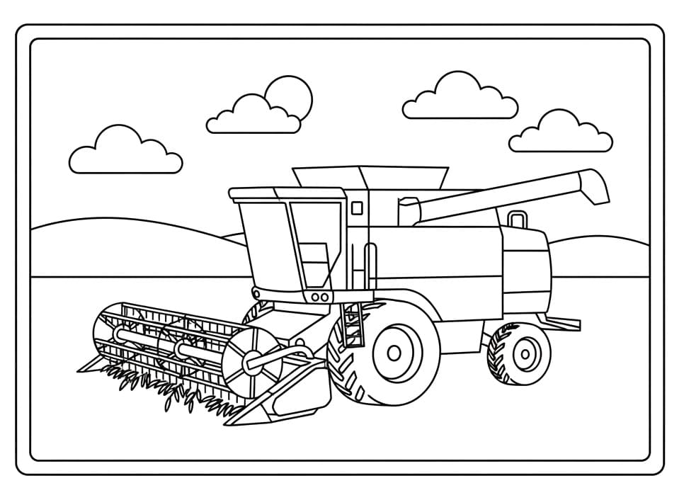 Coloriage Moissonneuse-batteuse Imprimable Gratuit Pour les Enfants