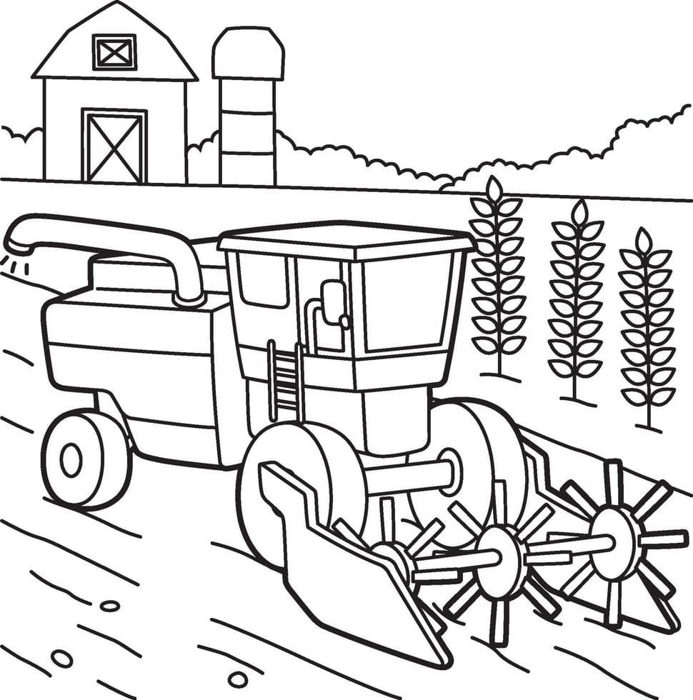 Coloriage Moissonneuse-batteuse Imprimable Pour les Enfants