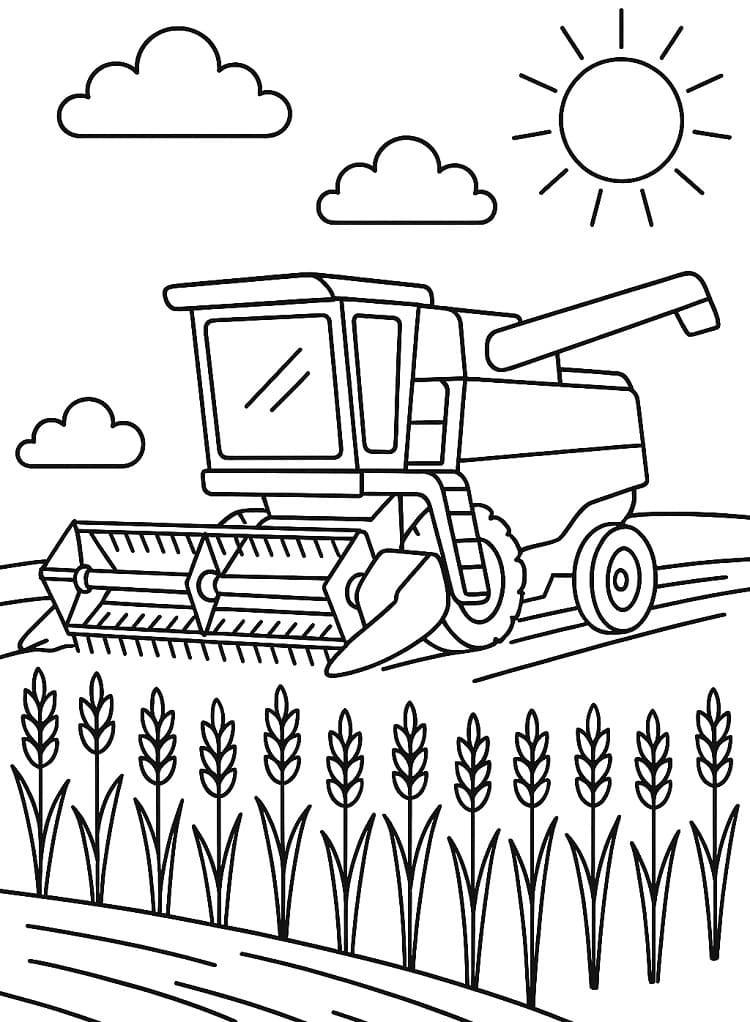 Coloriage Moissonneuse-batteuse Imprimable