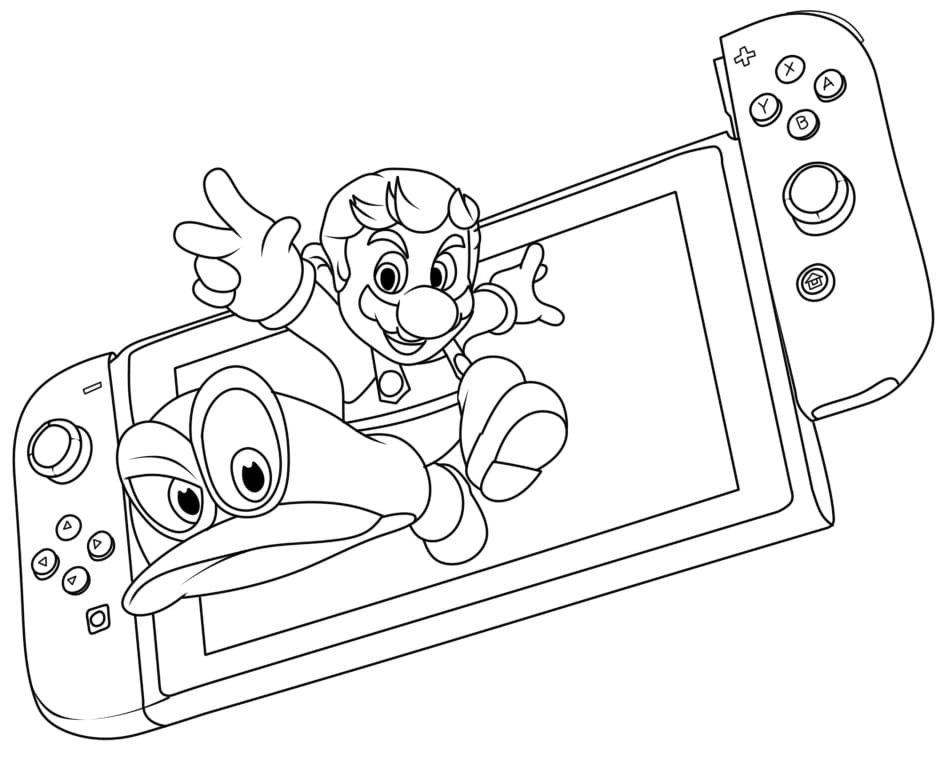 Coloriage Nintendo Switch et Mario