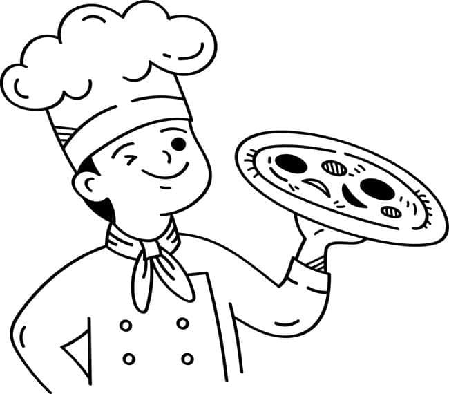 Pizzaiolo de Dessin Animé Coloriage Pizzaiolo de Dessin Animé