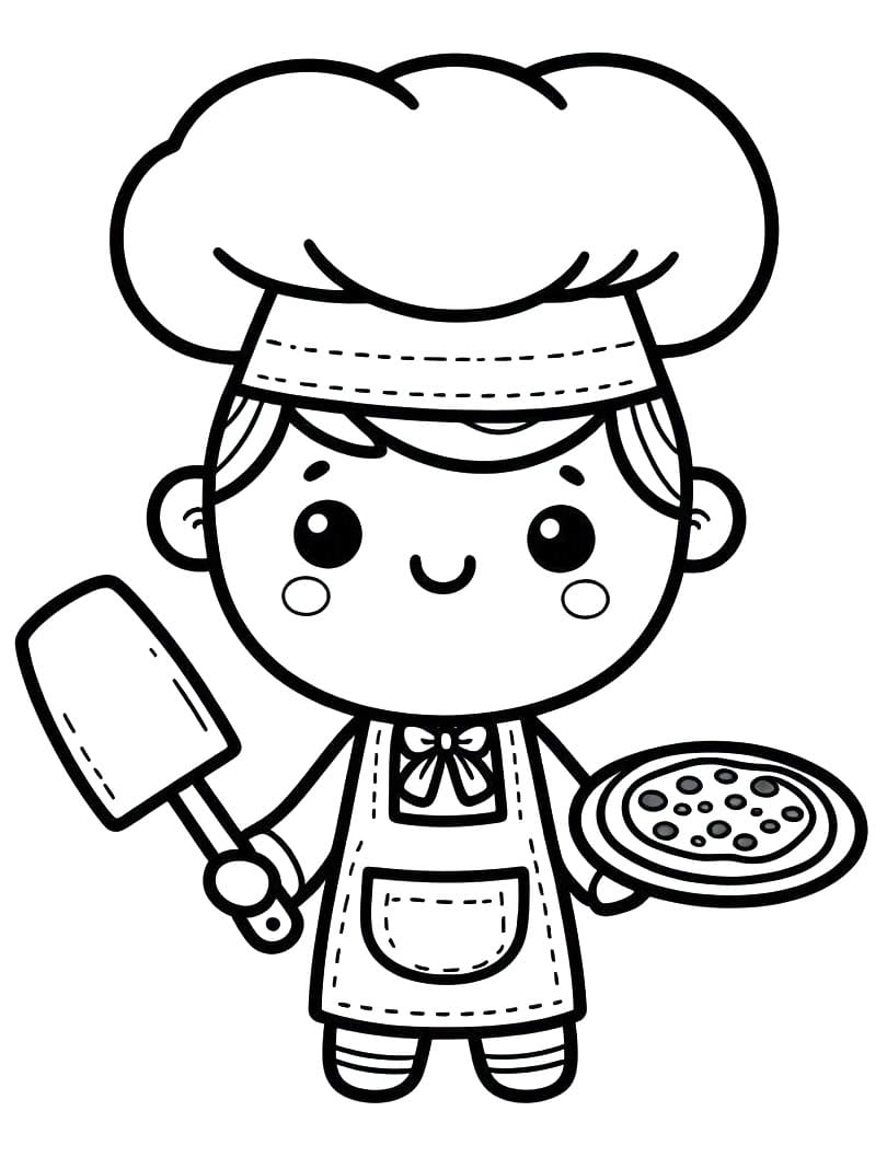 Pizzaïolo Kawaii Coloriage Pizzaïolo Kawaii
