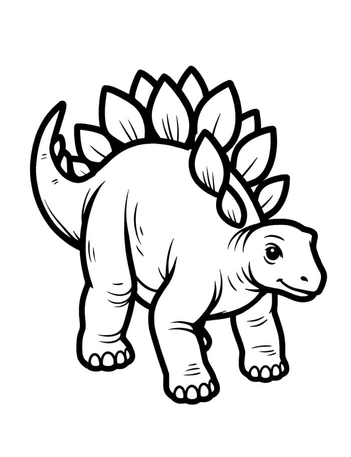 Stégosaure joyeux Coloriage Stégosaure joyeux