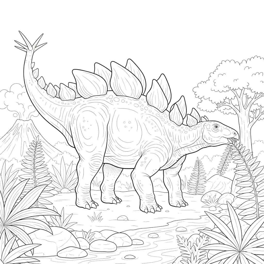 Stégosaure réaliste Coloriage Stégosaure réaliste