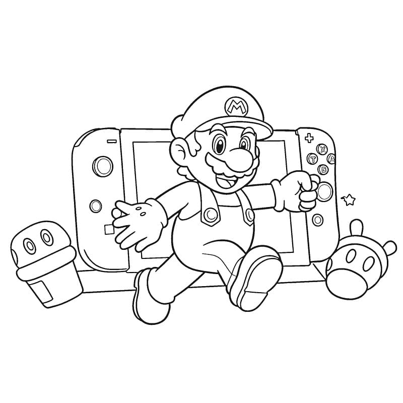 Coloriage Super Mario et et Nintendo Switch