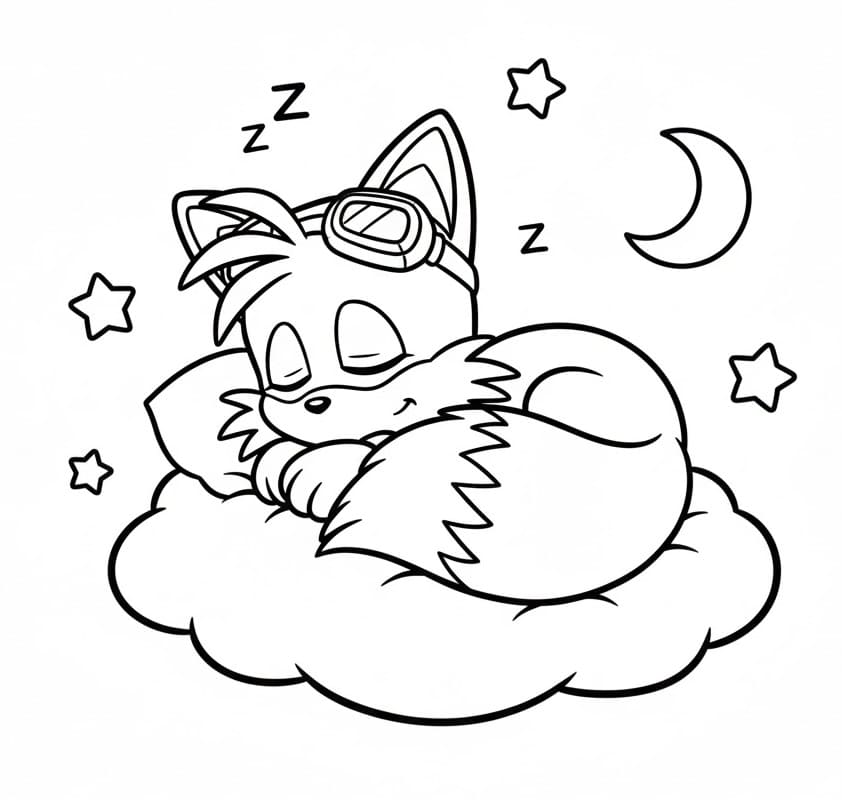 Coloriage Tails endormi