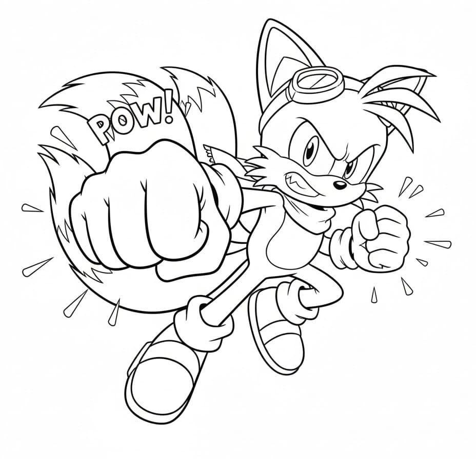 Coloriage Tails frappe