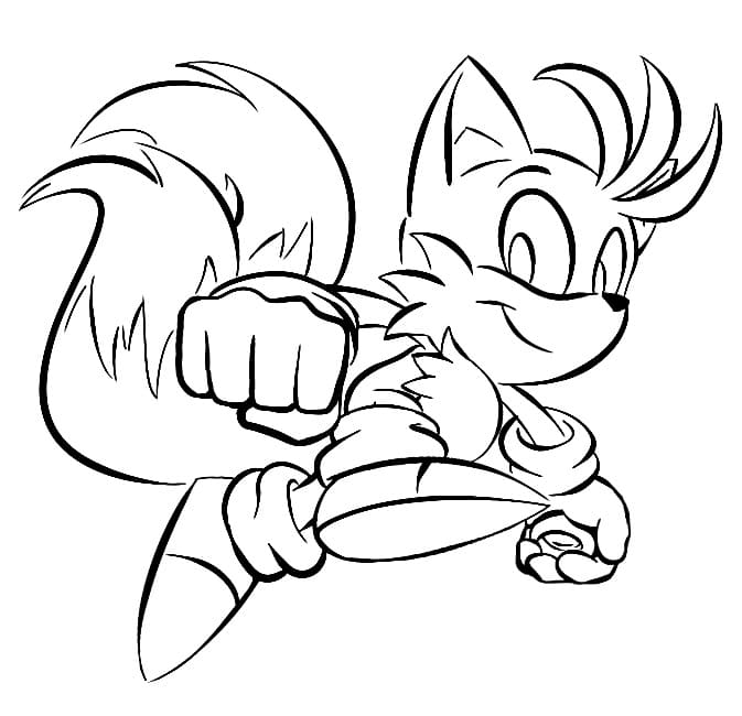 Coloriage Tails Souriant