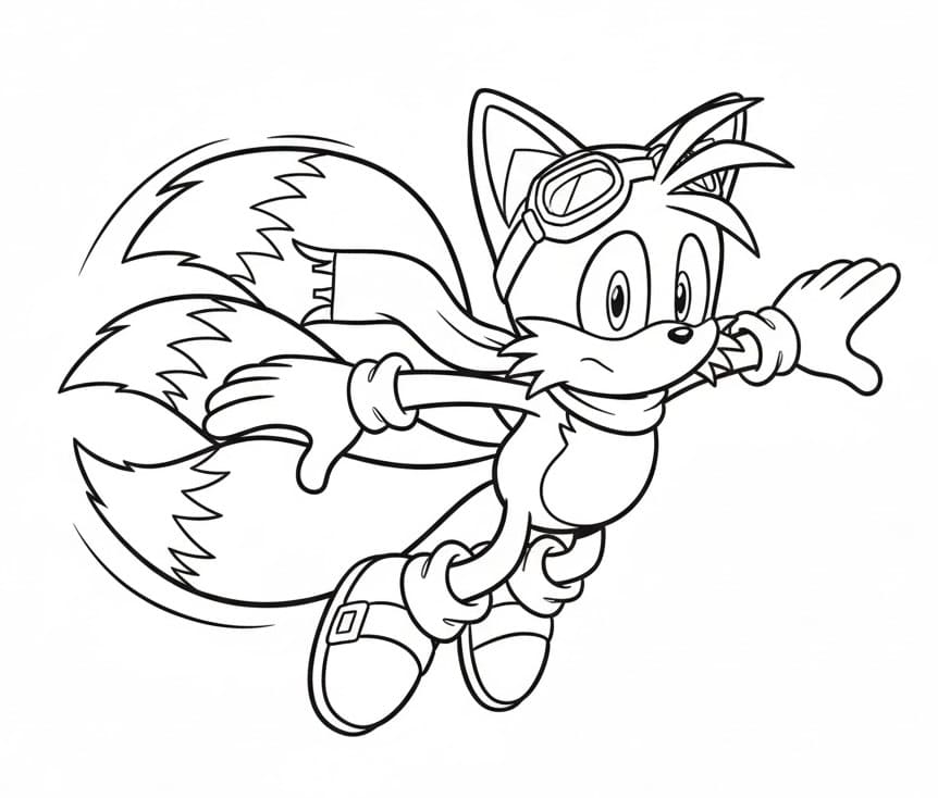 Coloriage Tails volant