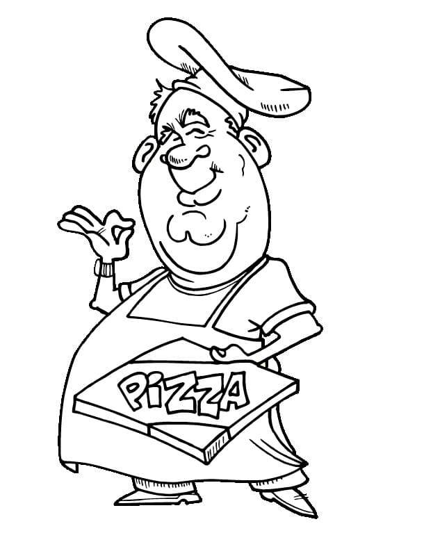 Un Pizzaïolo Drôle Coloriage Un Pizzaïolo Drôle