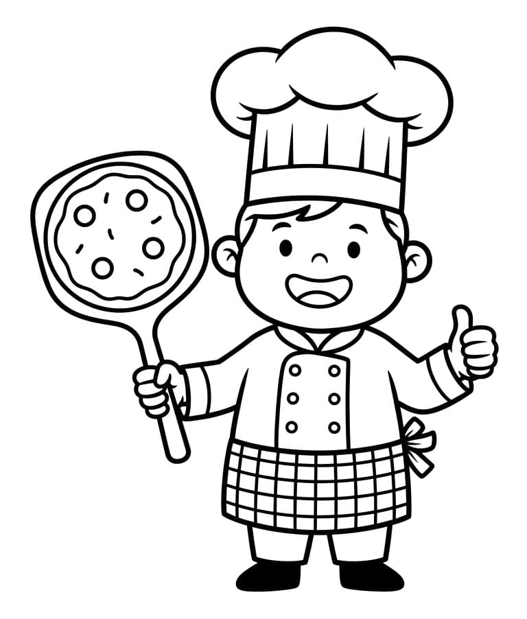Un Pizzaiolo Heureux Coloriage Un Pizzaiolo Heureux