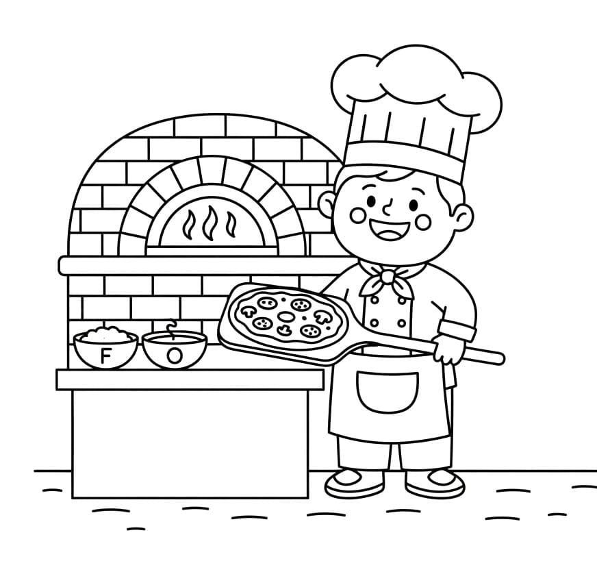 Un Pizzaiolo Joyeux Coloriage Un Pizzaiolo Joyeux