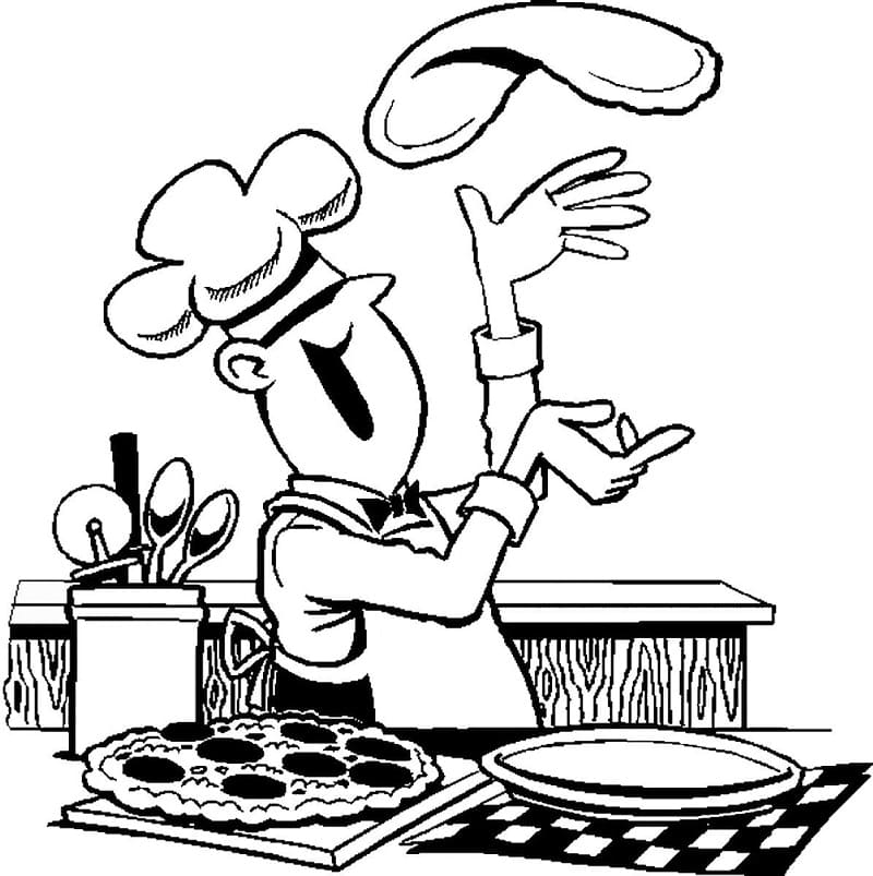 Un Pizzaïolo Professionnel Coloriage Un Pizzaïolo Professionnel