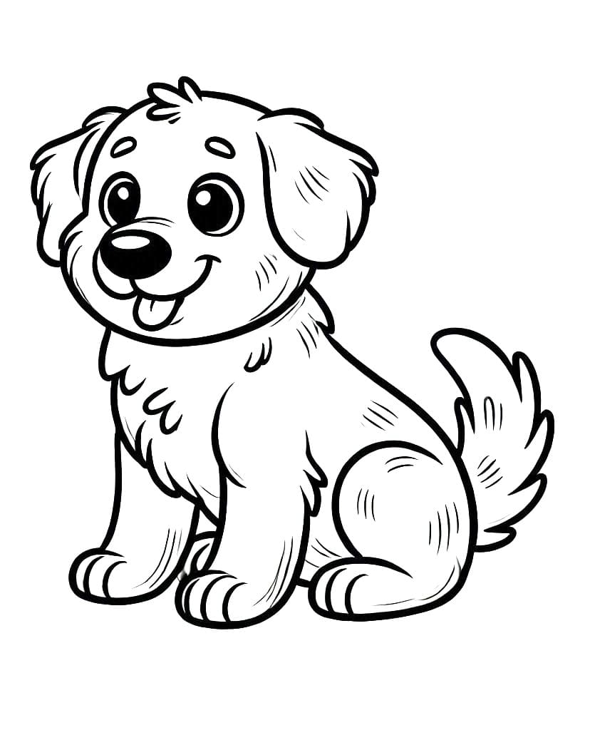 Coloriage Adorable Golden Retriever