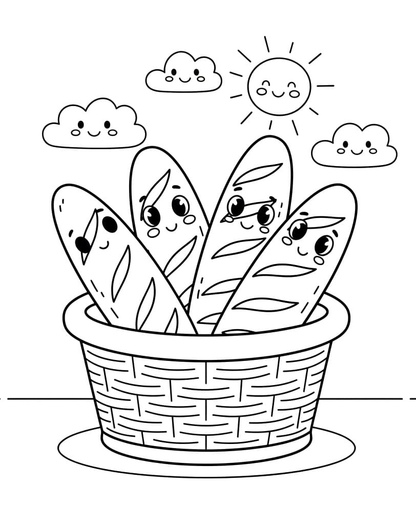 Coloriage Baguette Imprimable Gratuit Pour les Enfants