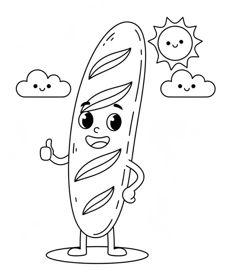 Coloriage Baguette Mignonne