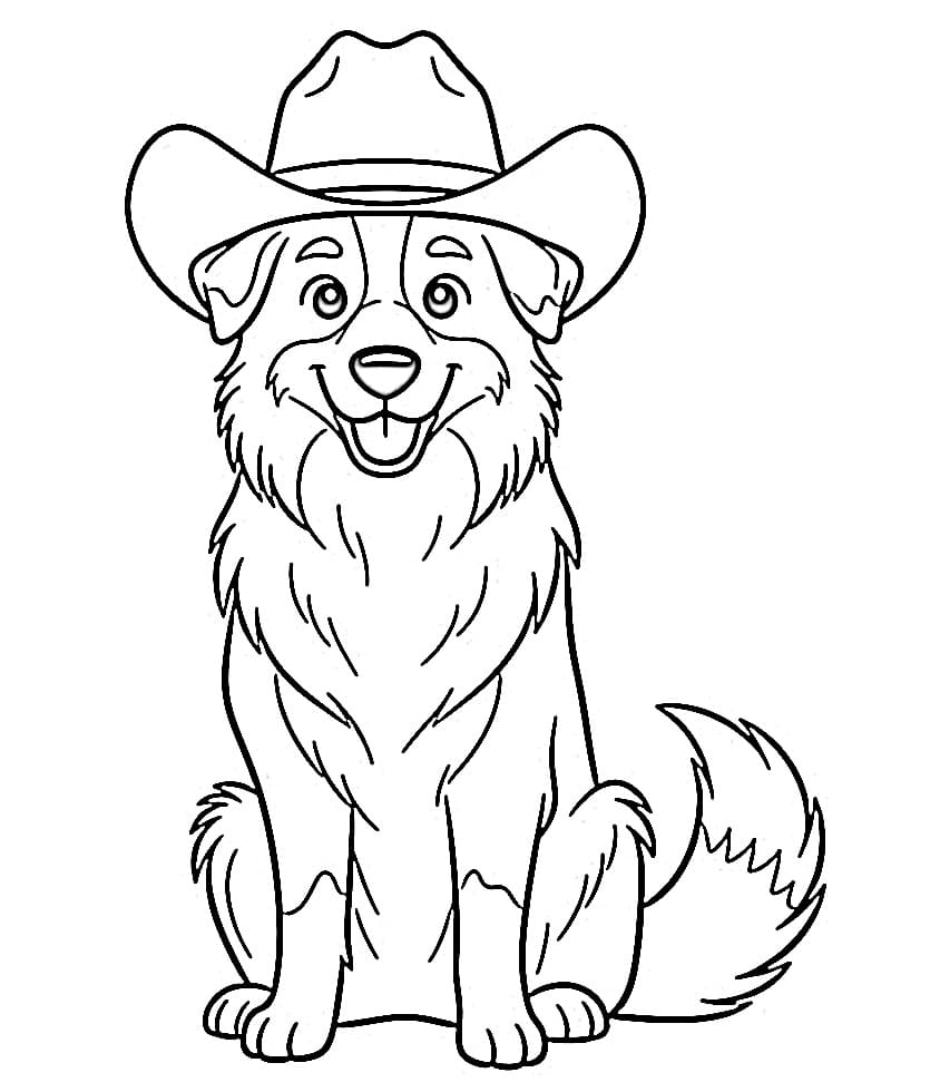 Coloriage Berger australien avec chapeau