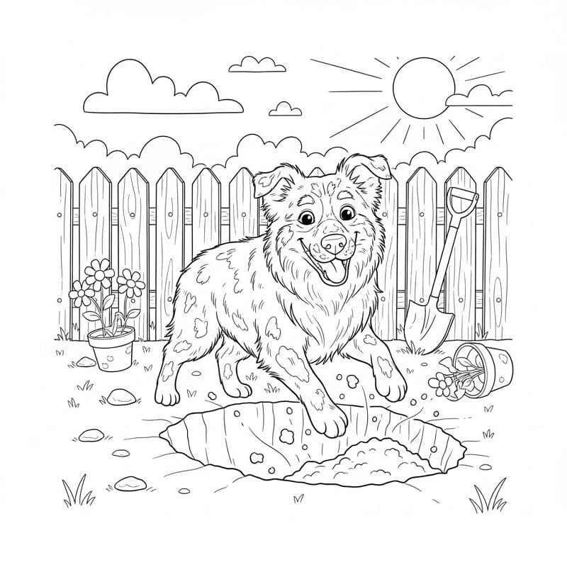Coloriage Berger australien creuse