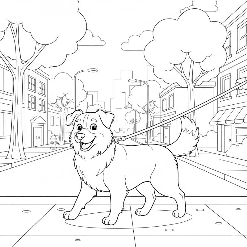 Coloriage Berger australien dans la rue