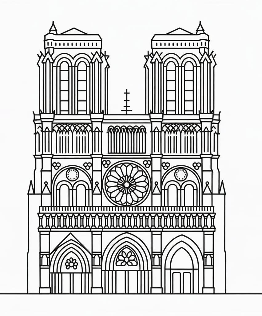 Coloriage Cathédrale Notre-Dame