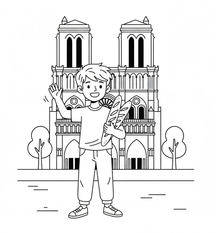 Coloriage Cathédrale Notre-Dame Gratuit Pour les Enfants