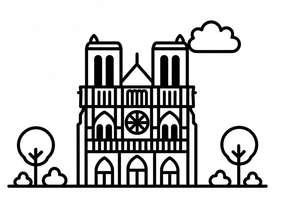 Coloriage Cathédrale Notre-Dame Gratuit