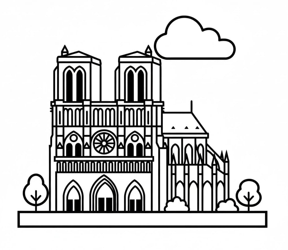 Coloriage Cathédrale Notre-Dame Imprimable