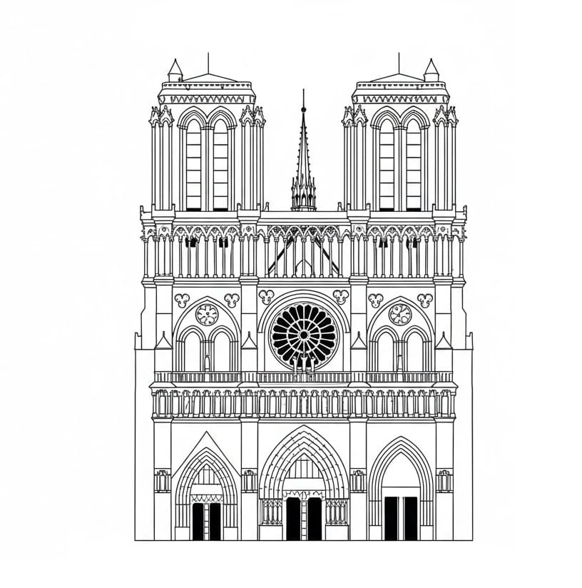 Coloriage Cathédrale Notre-Dame Paris