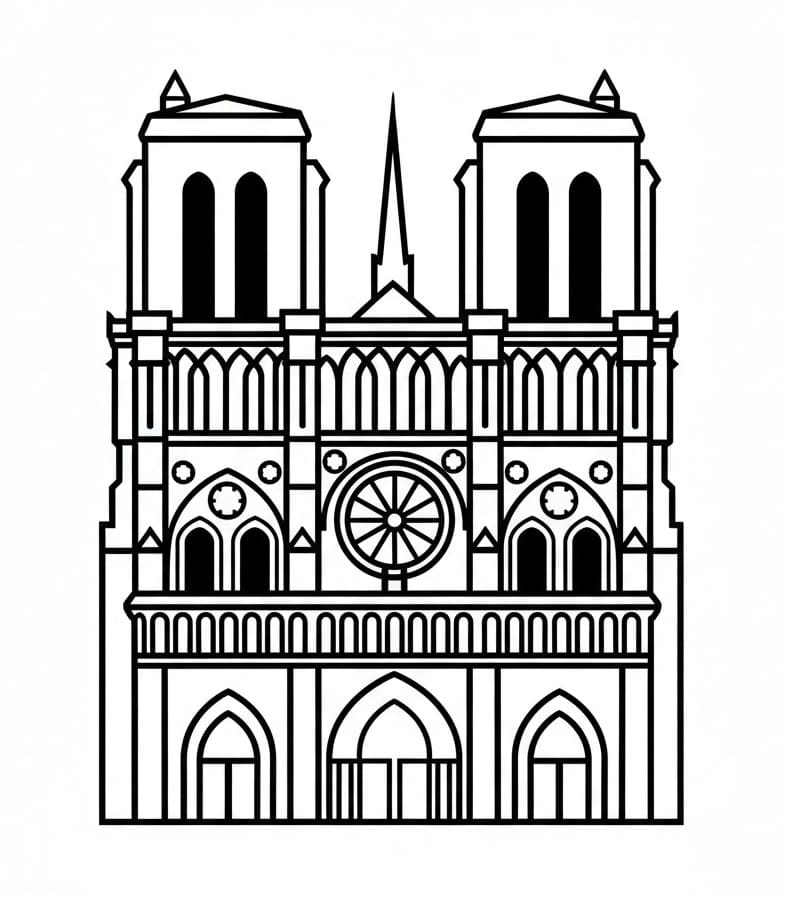 Coloriage Cathédrale Notre-Dame Pour Enfants