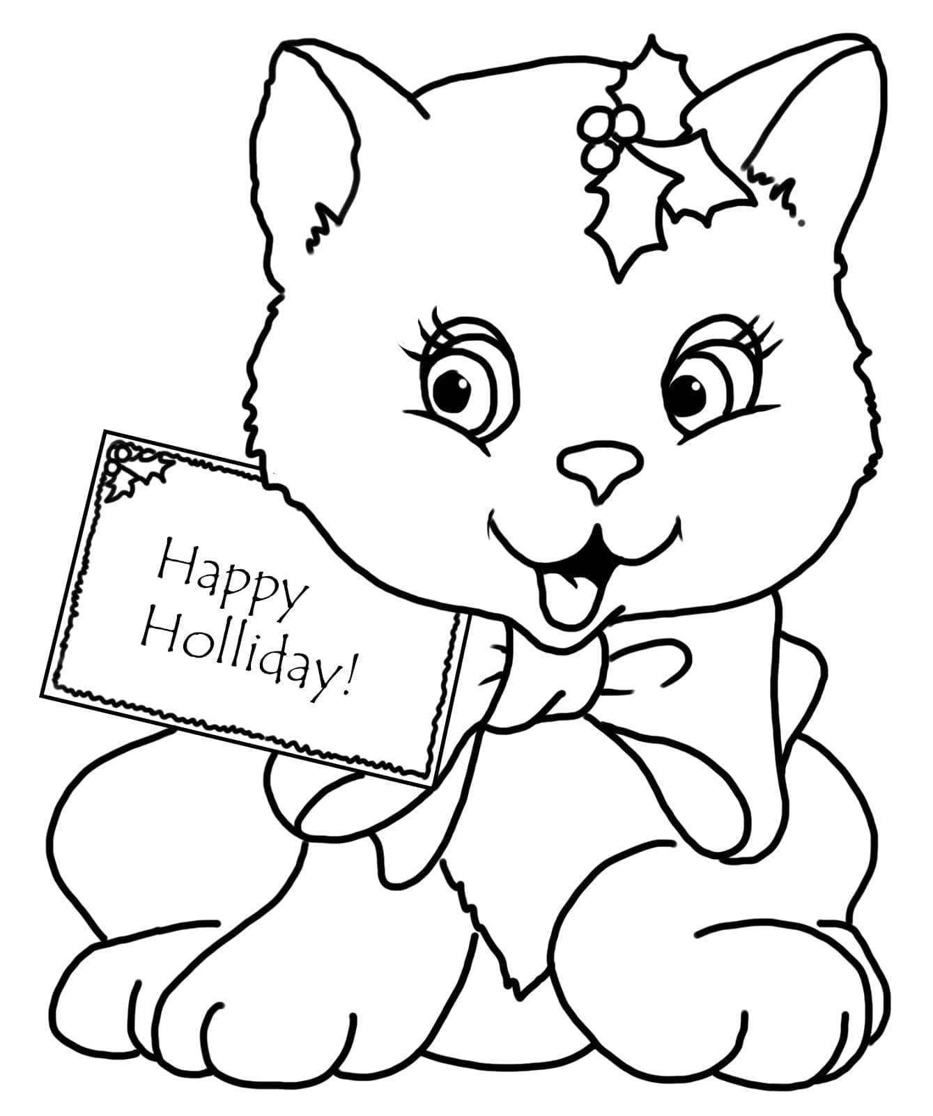 Coloriage Chat de Noël 2