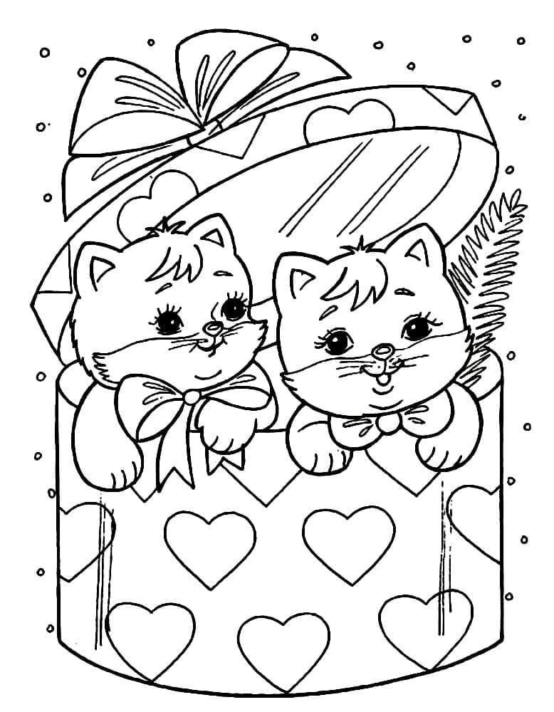 Coloriage Chat de Noël Imprimable Gratuit