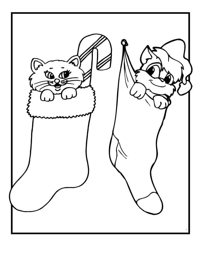 Coloriage Chats de Noël