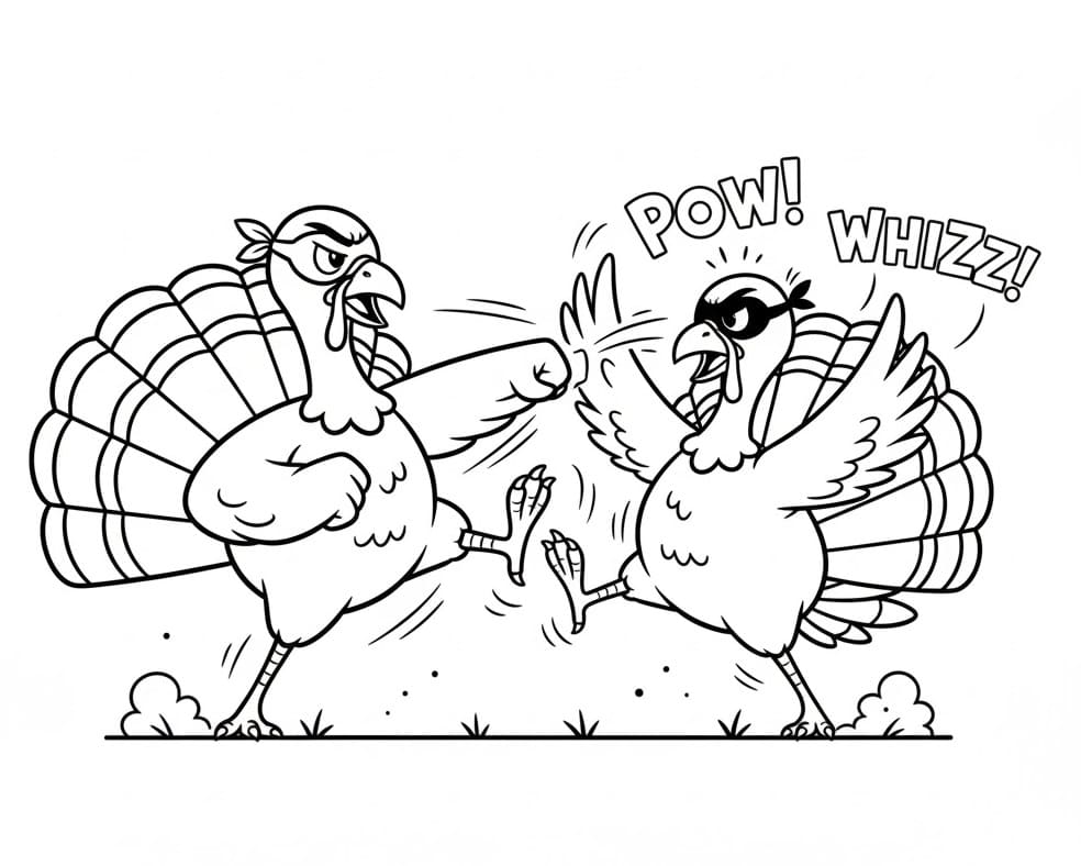 Coloriage Combat de dindes