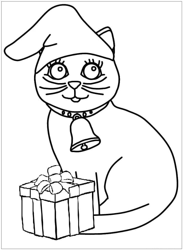 Coloriage Dessin d'un chat de Noël