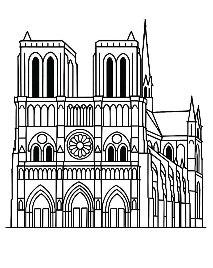 Coloriage Dessin Gratuit de Cathédrale Notre-Dame de Paris