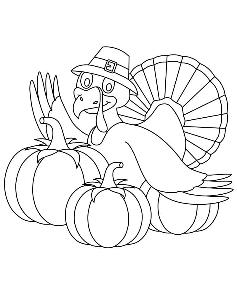 Coloriage Dinde amicale